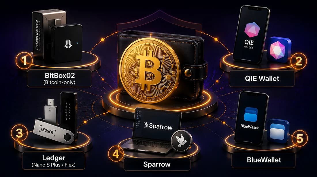 The 5 best non-custodial Bitcoin wallets: BitBox02, QIE Wallet, Ledger, Sparrow, and BlueWallet